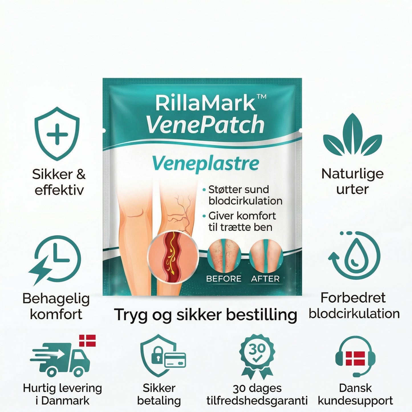 RillaMark™ VenePatch – Plastre til støtte af blodcirkulation og lettere ben