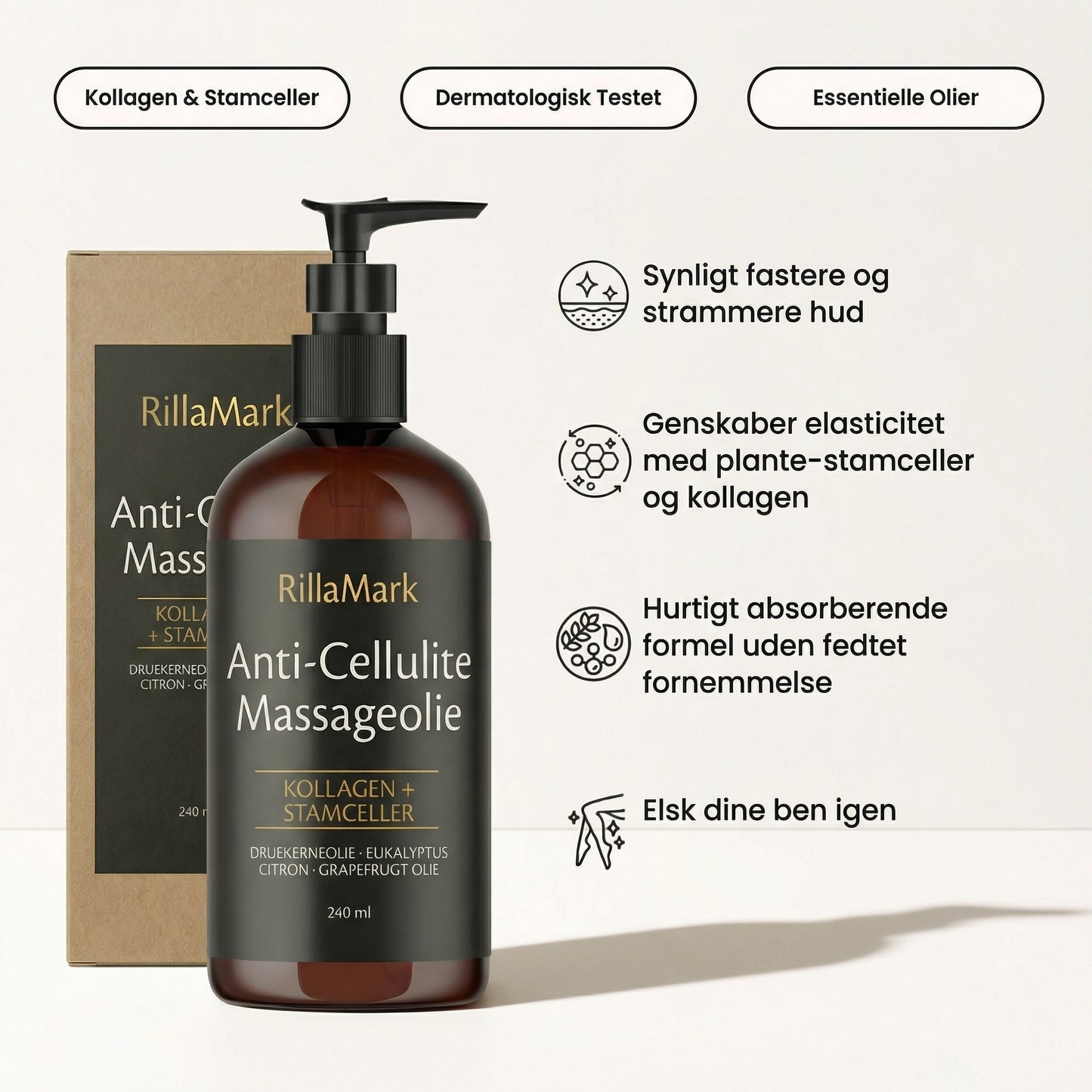RillaMark™ Anti-Cellulite Massageolie – Kollagen & Planteekstrakter