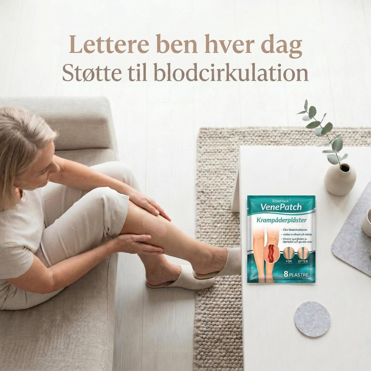 RillaMark™ VenePatch – Plastre til støtte af blodcirkulation og lettere ben