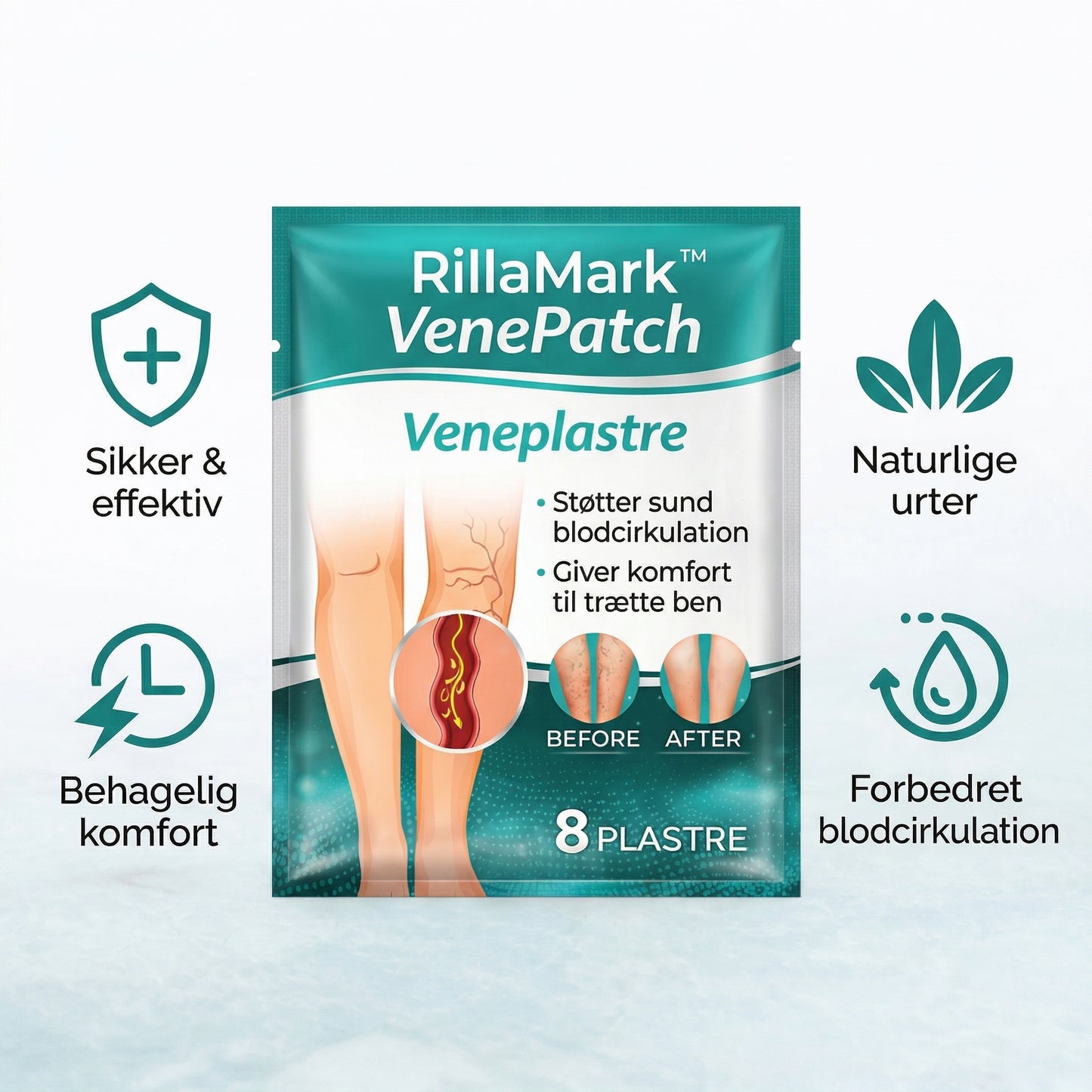 RillaMark™ VenePatch – Plastre til støtte af blodcirkulation og lettere ben