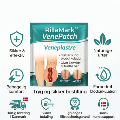 RillaMark™ VenePatch – Plastre til støtte af blodcirkulation og lettere ben
